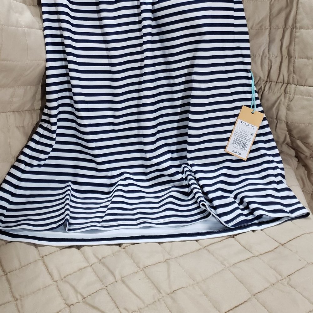 Kona Sol - Women's Racerback High Neck Tankini Top  SZ XL Navy Stripe - Picture 4 of 4